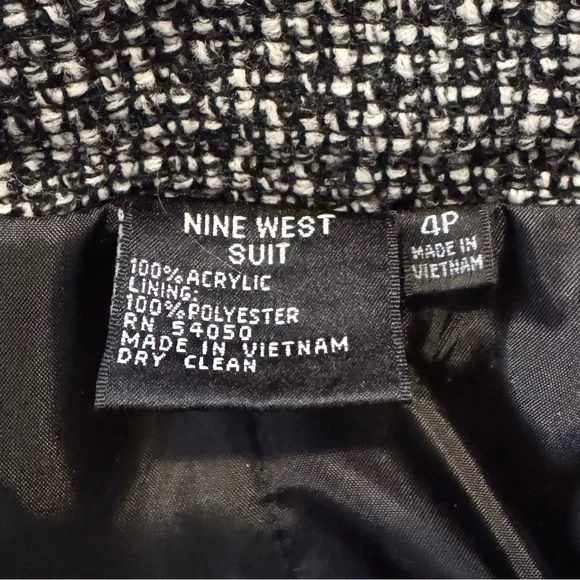 Nine West Tweed Black and White Skirt Suit 4P 4 Petite - Picture 10 of 12